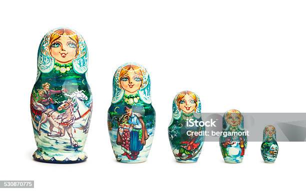 Russian Doll Stock Photo - Download Image Now - Russian Nesting Doll, In A Row, White Background