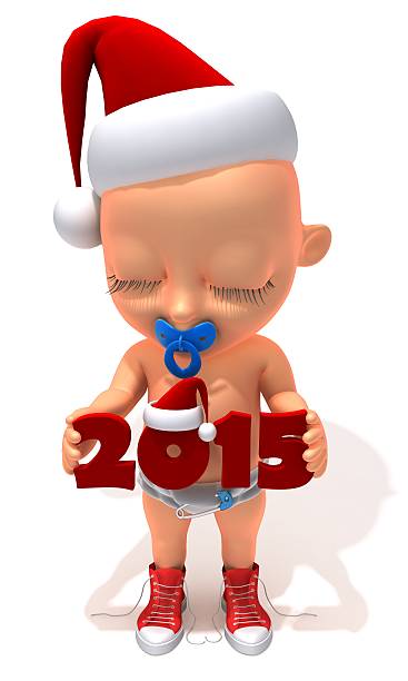 baby jake weihnachten 2015 3d-illustration - christmas three dimensional shape small men stock-fotos und bilder