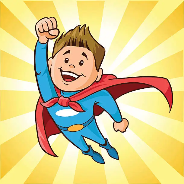 Vector illustration of Boy Super Hero Flying