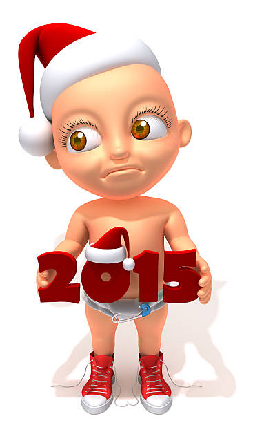 baby jake weihnachten 2015 3d-illustration - christmas three dimensional shape small men stock-fotos und bilder