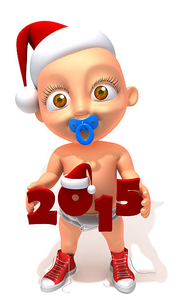 baby jake weihnachten 2015 3d-illustration - christmas three dimensional shape small men stock-fotos und bilder