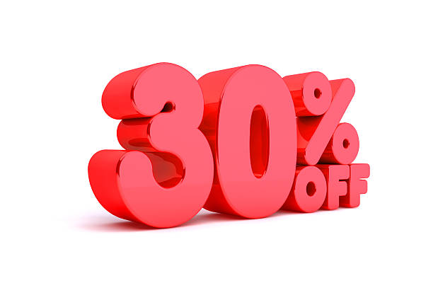 istock 30% Off 3D Render Red Word Isolated in White Background 530871941