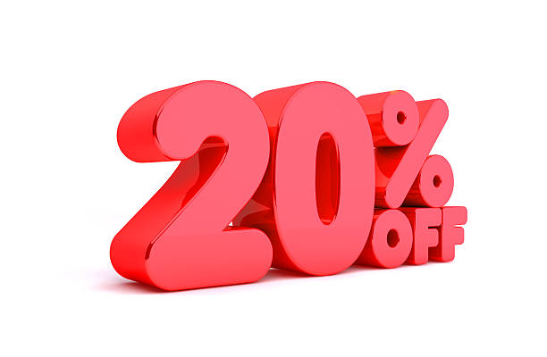 istock 20% Off 3D Render Red Word Isolated in White Background 530872903