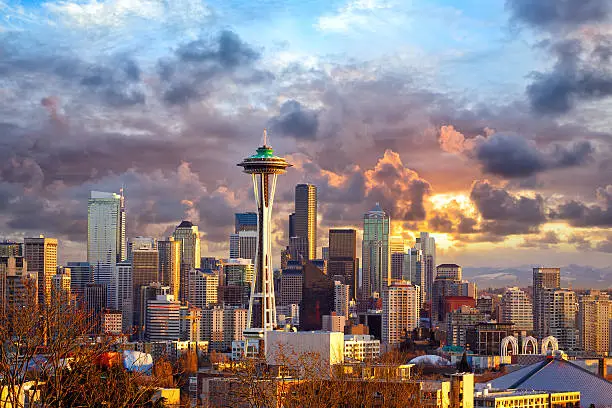 Photo of Seattle at sunset