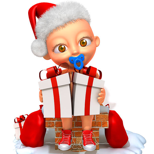 baby jake santa claus 3d ilustracja - christmas three dimensional shape small men zdjęcia i obrazy z banku zdjęć