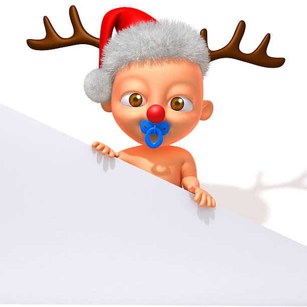 baby jake z narodzenia renifer poroża z biały panelu - christmas three dimensional shape small men zdjęcia i obrazy z banku zdjęć