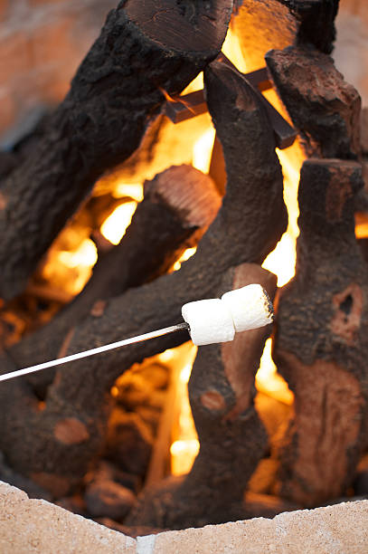 Gebratene Marshmallows über offene Feuerstelle – Foto