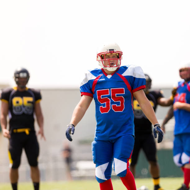 istock Professional football player playing game on field 530877473