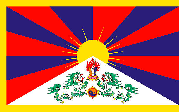 flaga tybet - flag of tibet stock illustrations