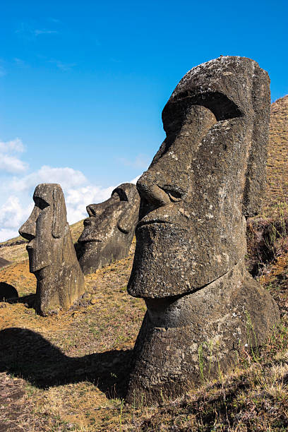 Morning Raraku Moai stock photo