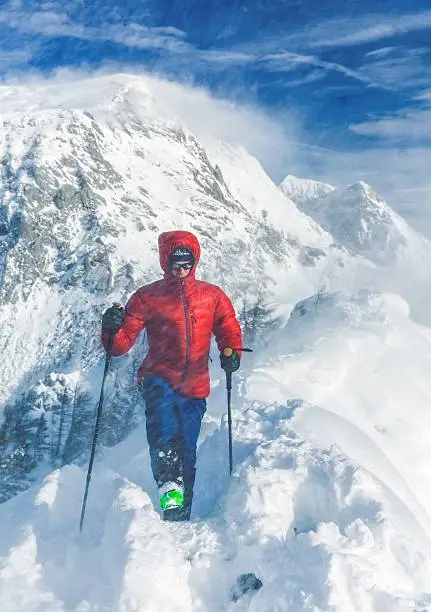 Mountain climbing in a blinding snow storm