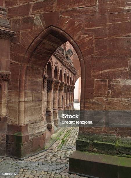 Stone Arched Passageway At The Basel Minster Stock Photo - Download Image Now - Arcade, Arch - Architectural Feature, Architecture