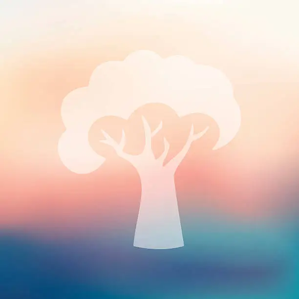 Vector illustration of tree icon on blurred background