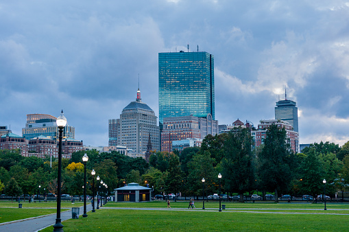 Boston Commons Park in the evening