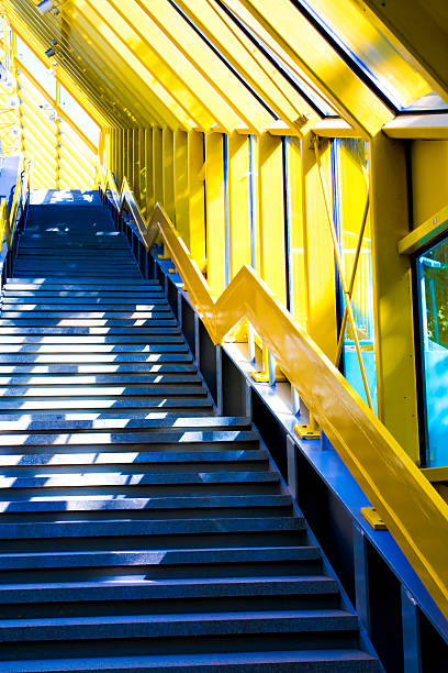 istock Marble staircase with a steel handrail 530913765