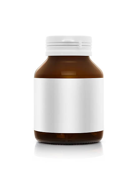 istock Blank brown bottle with white label isolated on white background 530914973