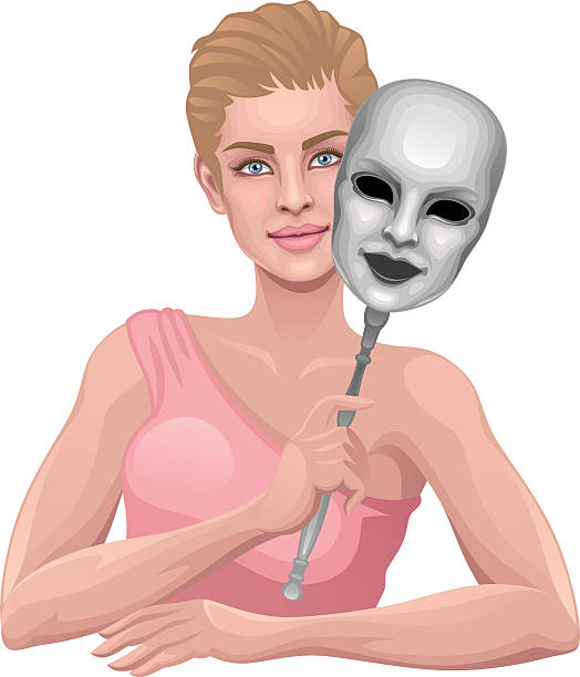 dziewczyna z maski - face paint human face mask carnival stock illustrations