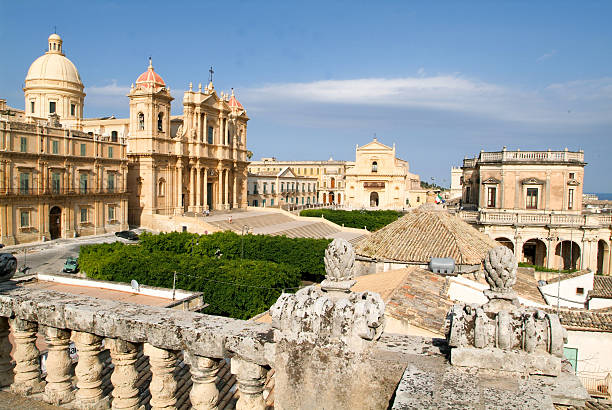 The town of Noto on Italy The town of Noto on Italy, Unesco world heritage noto sicily stock pictures, royalty-free photos & images