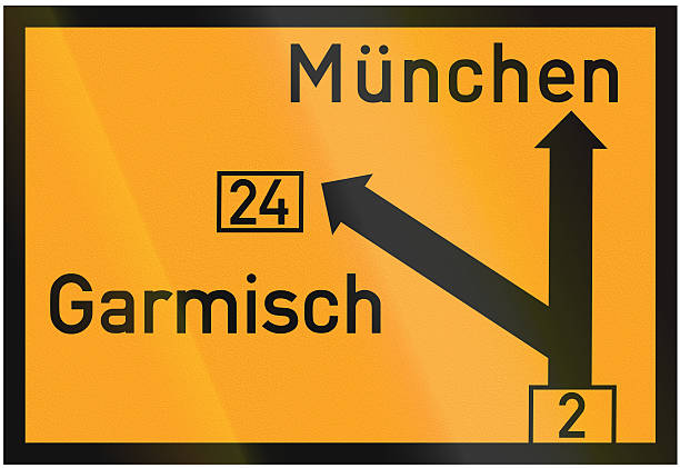 Direction Sign To Munich And Garmisch 1937