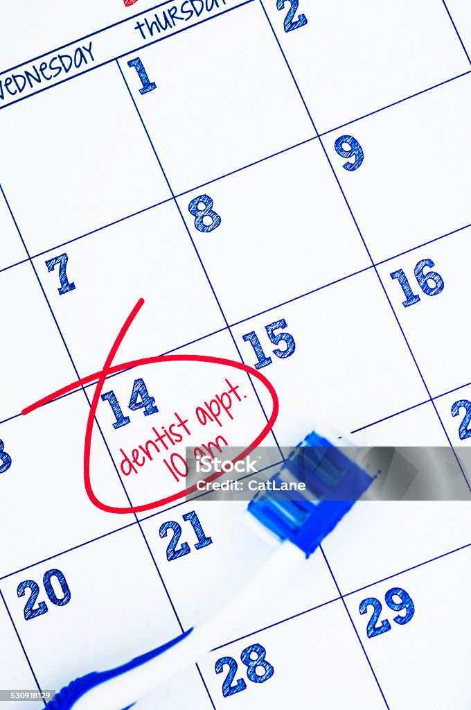 Dentist appointment marked on calendar 2015 Stock Photo