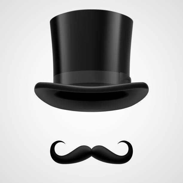 moustaches と細身の帽子ビクトリア様式の男性 - stovepipe hat点のイラスト素材／クリップアート素材／マンガ素材／アイコン素材