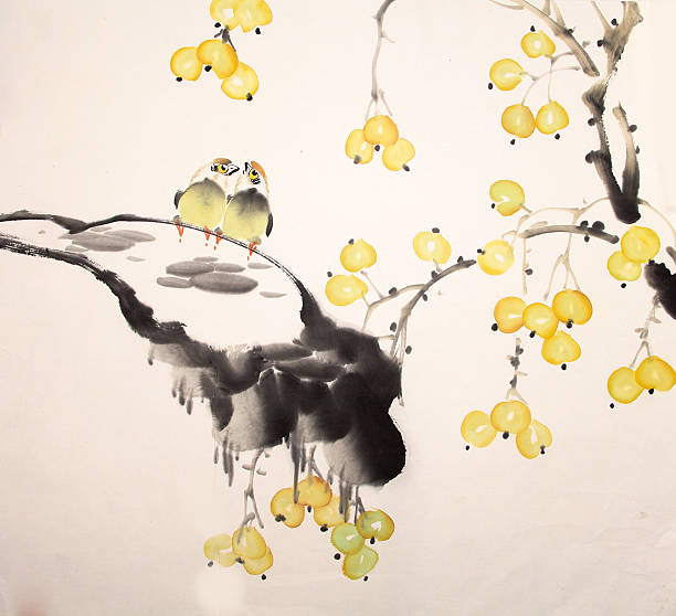 istock Chinese ink painting bird and plant 530920094