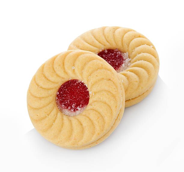 istock Sandwich biscuits with strawberry on white background 530922466