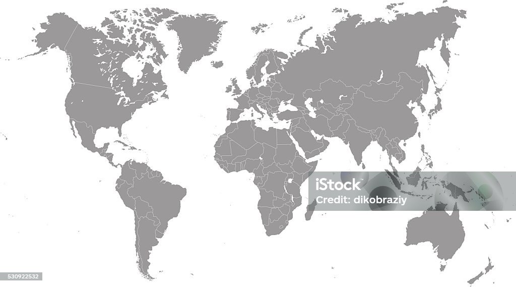 Niveaux de gris carte du monde-illustration - clipart vectoriel de Planisphère libre de droits