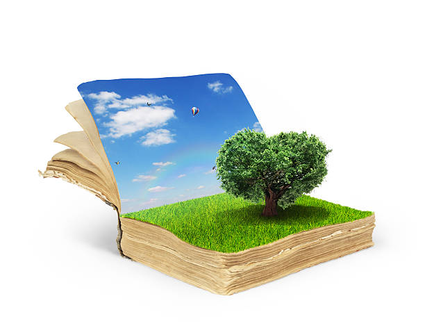 istock Concept of magic book covered with grass 530922808