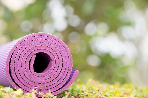 istock yoga mat in a garden 530924314