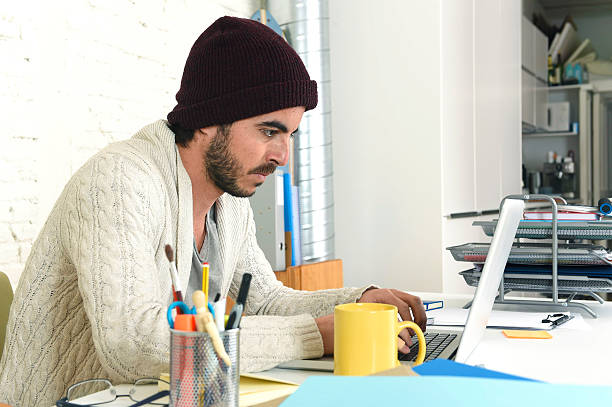 istock trendy businessman hipster style working busy at modern home office 530924694