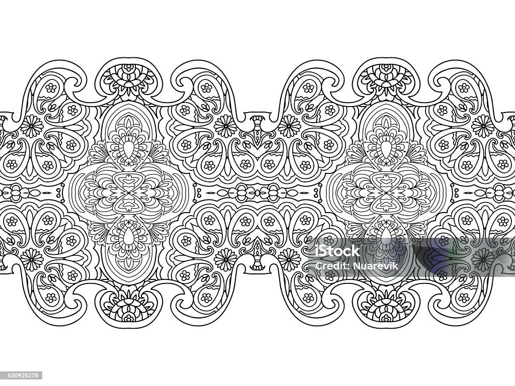 Abstract seamless floral border coloring page isolated on white Celtic Style stock vector