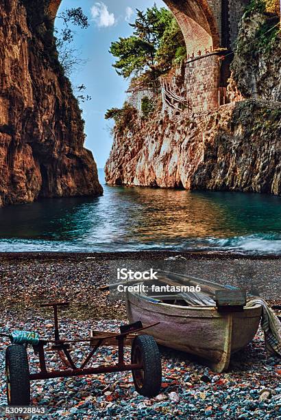 Boat On The Shore Of Fury Stock Photo - Download Image Now - Naples - Italy, Amalfi Coast, Beach