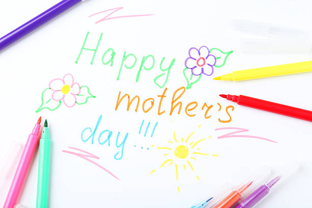 istock Happy mothers day card made by a child 530928926