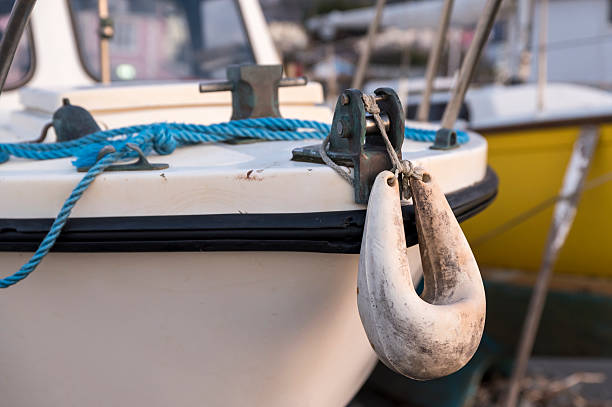 istock White boat fender for motor boat. 530929932