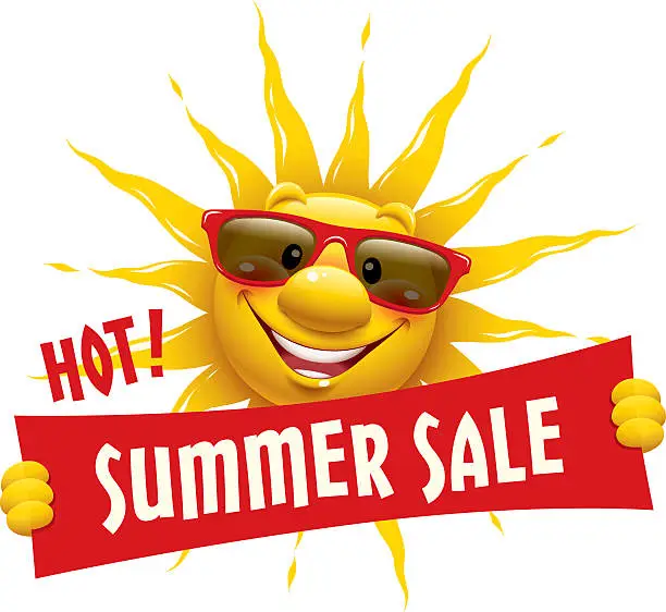 Vector illustration of Cartoon Sun - Summer Sale