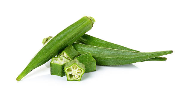 istock Sliced okra isolated on the white backgroud 530931814
