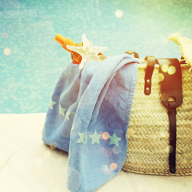 istock Beach accessories. Concept of summer vacations, retro style 530931898