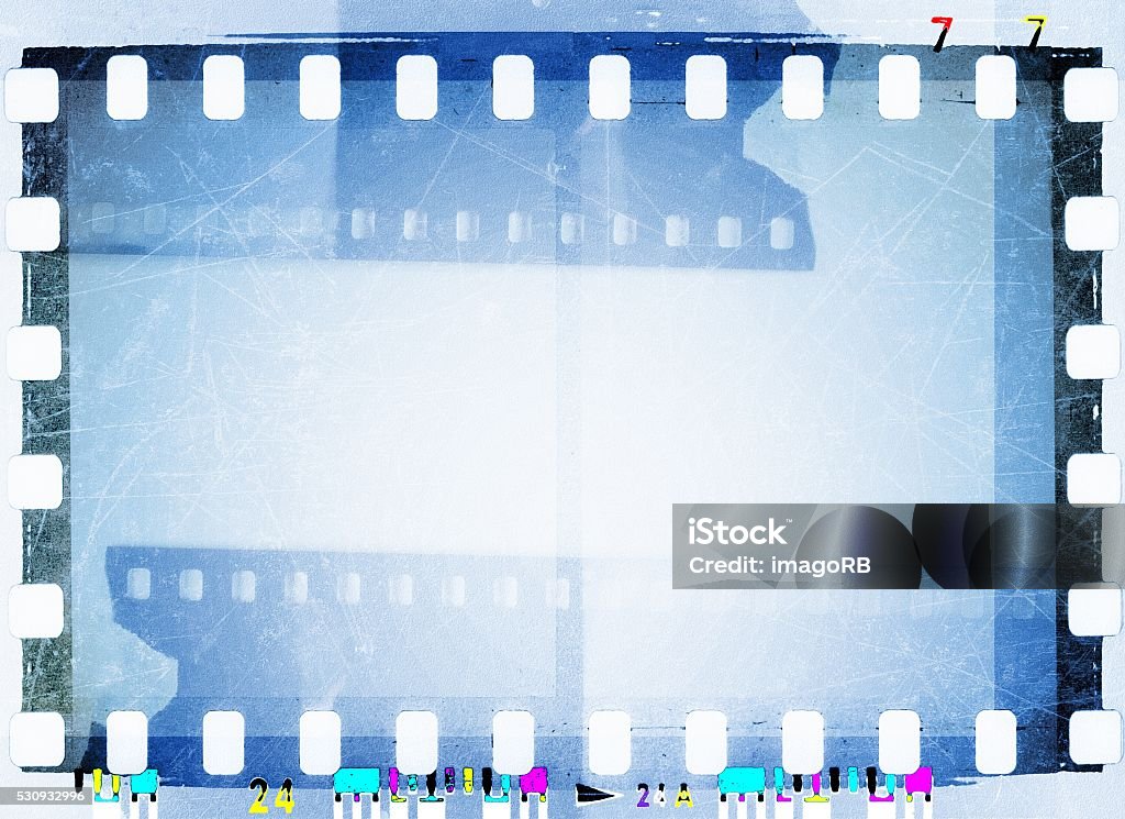 Vintage Blue And White Film Strip Frame Background Stock Photo