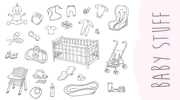barang bayi - stroller car seat ilustrasi stok