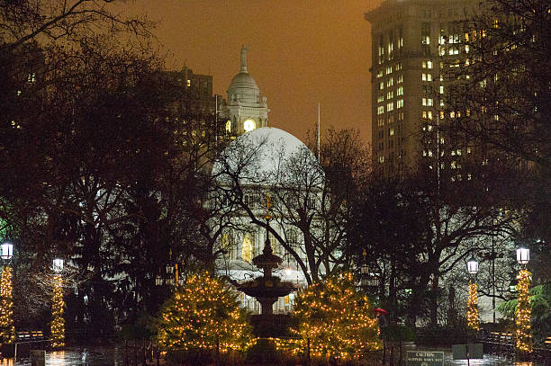 istock Midnight city park New York 530934005