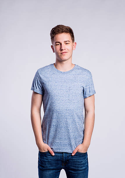 istock Boy in jeans and t-shirt, young man, studio shot 530935534