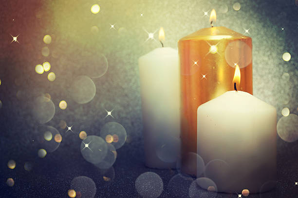 istock Romantic night with candlelight and bokeh background. 530936370
