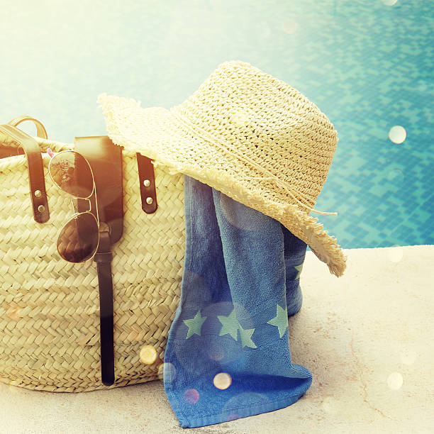 istock Beach accessories. Concept of summer vacations, retro style 530937672