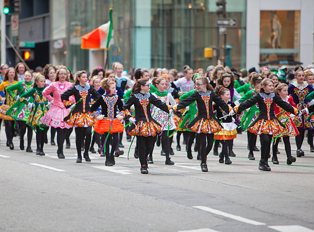 Photo of Dancers taking part in the st Patrick,s Day Parade Dublin Ireland 2022