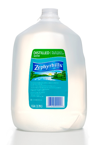 Miami, USA - October 20, 2014: Zephyrhills Distilled Natural Spring Water, 1 Gal bottle plastic container.