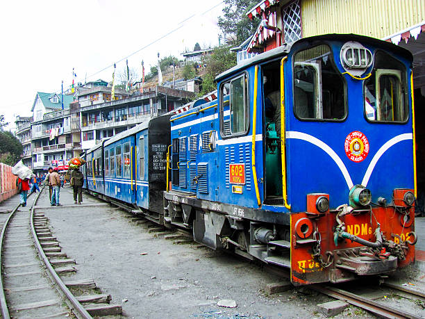 Darjeeling, India - 27th feb 2012: Famous himalyan toy train at the Darjeeling station. This train runs the very famous route between New Jalpaiguri and Darjeeling
