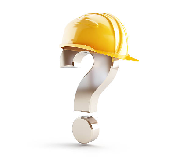 construction helmet question mark stock photo