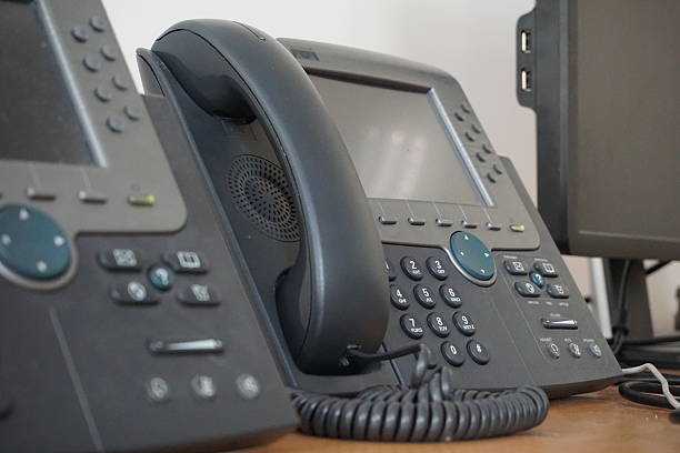 istock Business wired phone with receiver, dial and large display 530940356