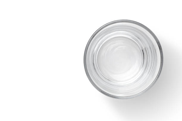 empty glass cup Top view of empty glass cup isolated on white background tumbler glass stock pictures, royalty-free photos & images